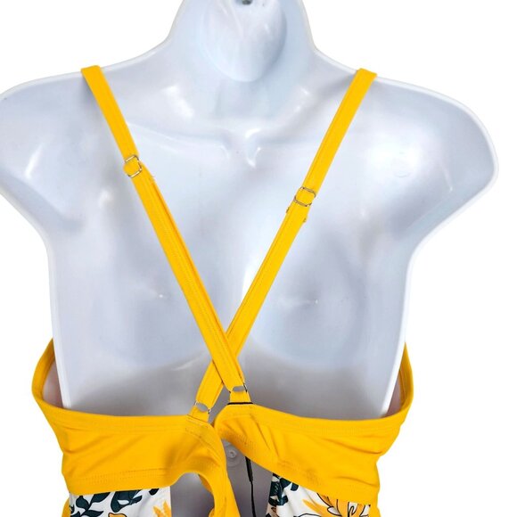 Womens 2XL Floral Print Backless Swimdress Tummy Control Beach Pool Sexy - Picture 7 of 11